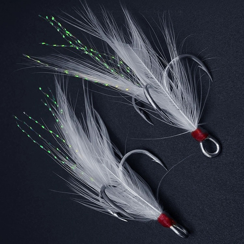 Ganci tripli con piume 1 # -10 - Fishing Hook Offset recensione e prezzo